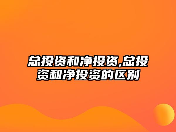 總投資和凈投資,總投資和凈投資的區(qū)別