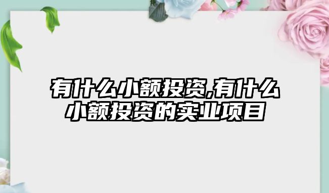 有什么小額投資,有什么小額投資的實(shí)業(yè)項(xiàng)目