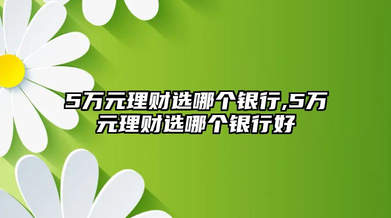 5萬元理財選哪個銀行,5萬元理財選哪個銀行好