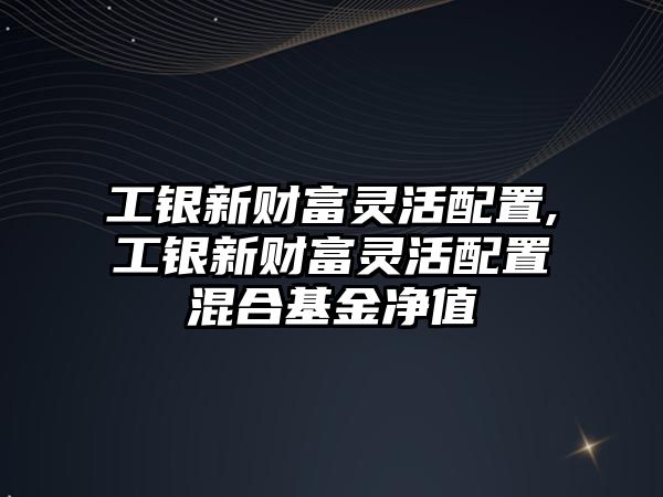 工銀新財富靈活配置,工銀新財富靈活配置混合基金凈值