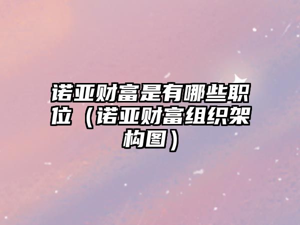 諾亞財富是有哪些職位（諾亞財富組織架構(gòu)圖）