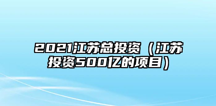 2021江蘇總投資（江蘇投資500億的項目）