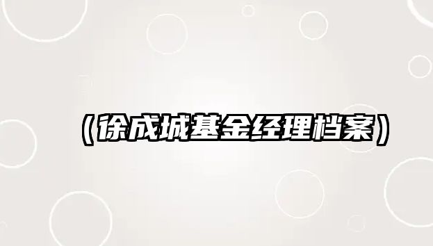 （徐成城基金經(jīng)理檔案）