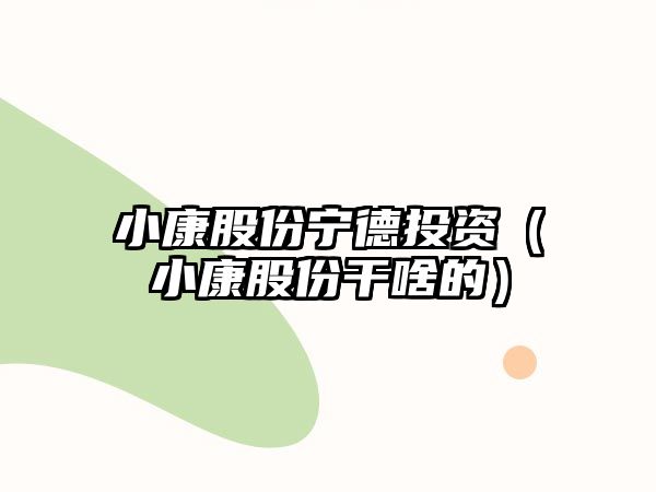 小康股份寧德投資（小康股份干啥的）