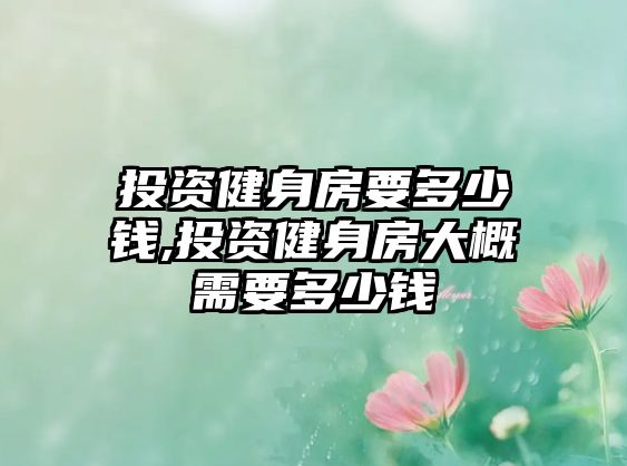 投資健身房要多少錢,投資健身房大概需要多少錢