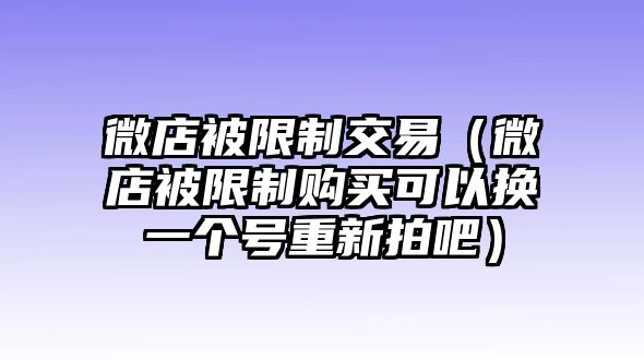 微店被限制交易（微店被限制購買可以換一個(gè)號(hào)重新拍吧）