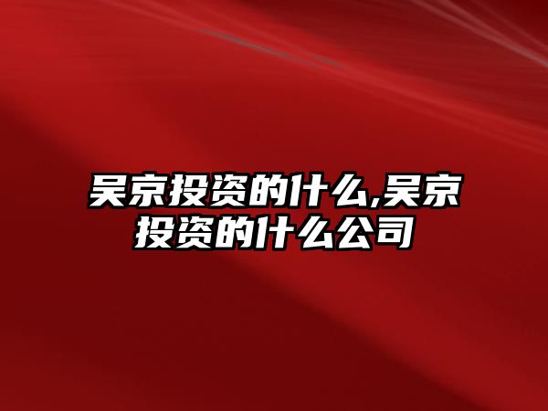 吳京投資的什么,吳京投資的什么公司