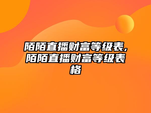 陌陌直播財富等級表,陌陌直播財富等級表格