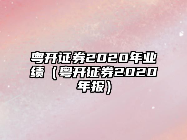 粵開證券2020年業(yè)績（粵開證券2020年報）