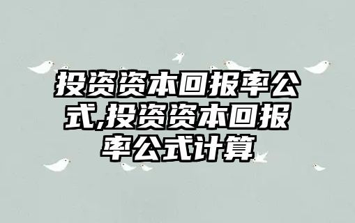 投資資本回報率公式,投資資本回報率公式計算