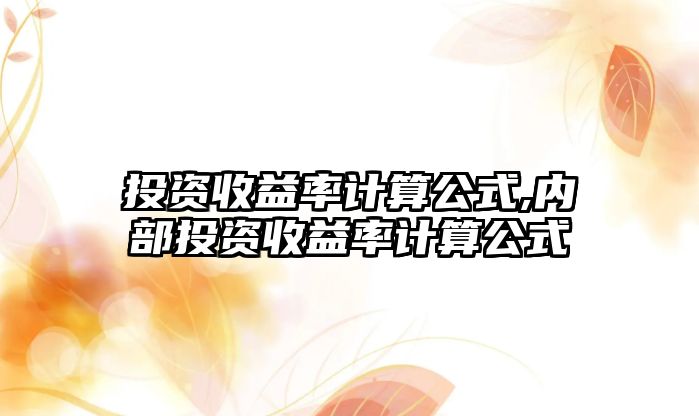 投資收益率計算公式,內(nèi)部投資收益率計算公式