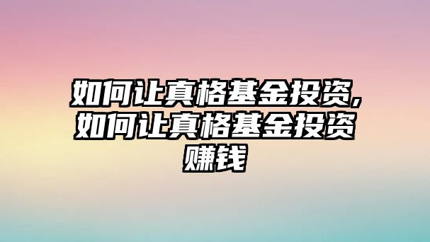 如何讓真格基金投資,如何讓真格基金投資賺錢