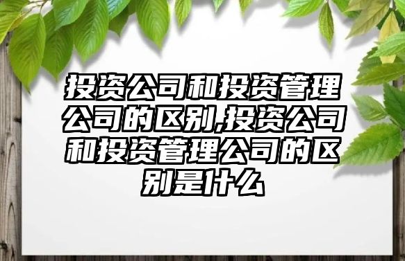 投資公司和投資管理公司的區(qū)別,投資公司和投資管理公司的區(qū)別是什么