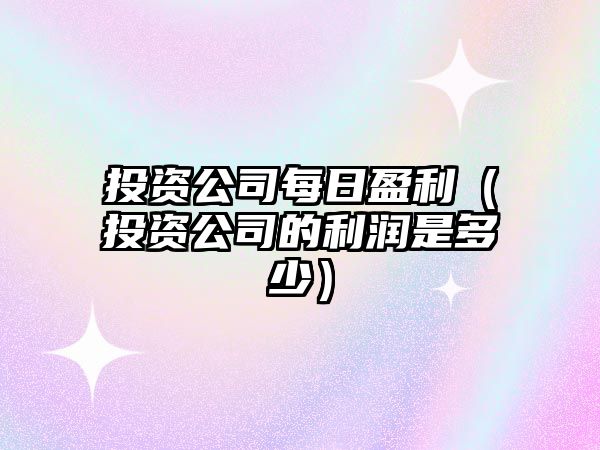 投資公司每日盈利（投資公司的利潤是多少）