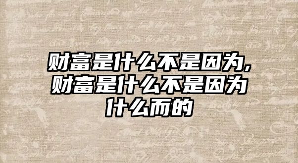 財富是什么不是因為,財富是什么不是因為什么而的