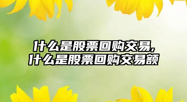 什么是股票回購交易,什么是股票回購交易額