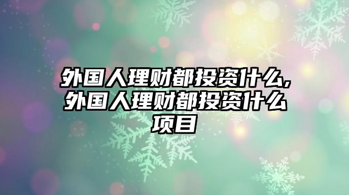 外國(guó)人理財(cái)都投資什么,外國(guó)人理財(cái)都投資什么項(xiàng)目