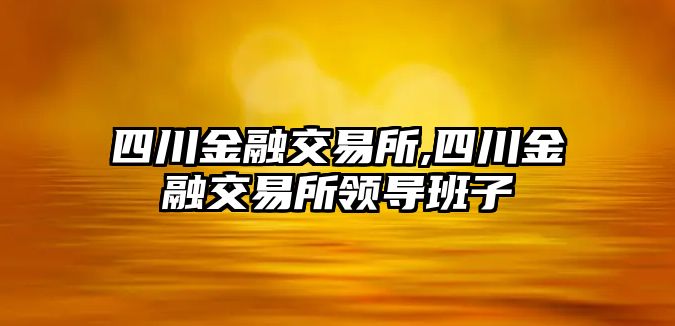 四川金融交易所,四川金融交易所領(lǐng)導(dǎo)班子