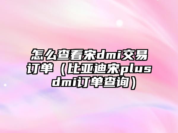 怎么查看宋dmi交易訂單（比亞迪宋plus dmi訂單查詢）