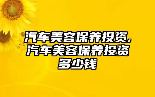 汽車美容保養(yǎng)投資,汽車美容保養(yǎng)投資多少錢