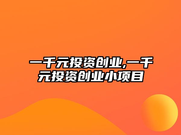 一千元投資創(chuàng)業(yè),一千元投資創(chuàng)業(yè)小項目