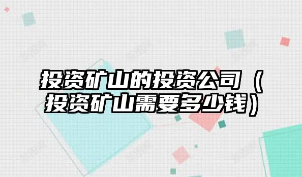 投資礦山的投資公司（投資礦山需要多少錢）