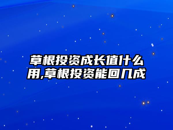 草根投資成長(zhǎng)值什么用,草根投資能回幾成