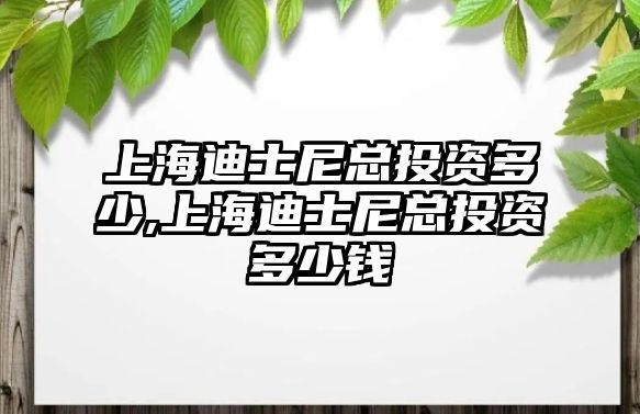 上海迪士尼總投資多少,上海迪士尼總投資多少錢