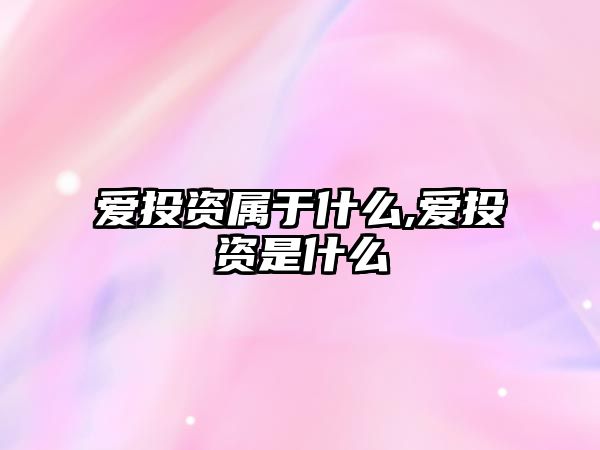 愛投資屬于什么,愛投資是什么