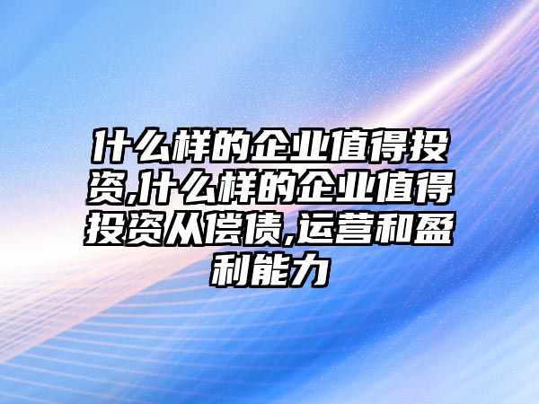 什么樣的企業(yè)值得投資,什么樣的企業(yè)值得投資從償債,運營和盈利能力