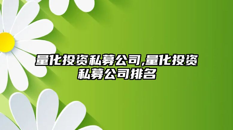 量化投資私募公司,量化投資私募公司排名