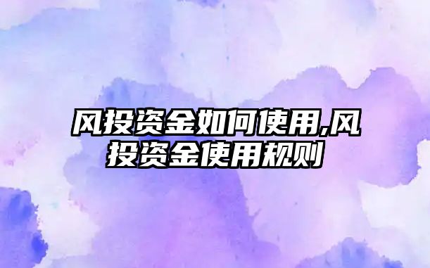 風投資金如何使用,風投資金使用規(guī)則