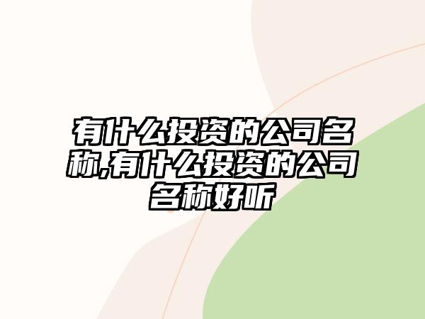 有什么投資的公司名稱,有什么投資的公司名稱好聽