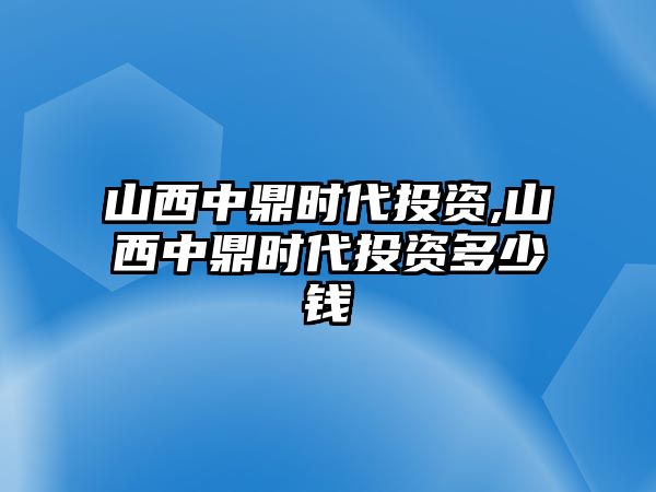 山西中鼎時代投資,山西中鼎時代投資多少錢