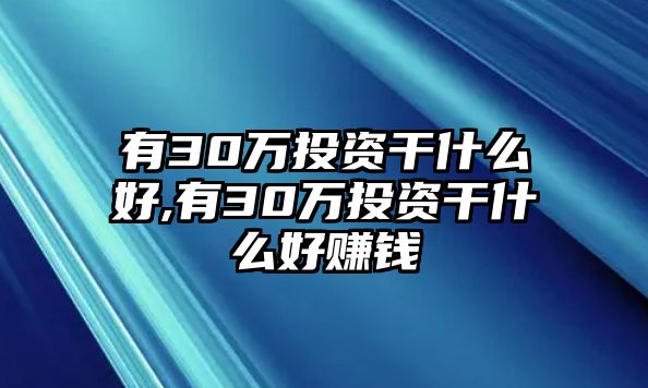 有30萬投資干什么好,有30萬投資干什么好賺錢