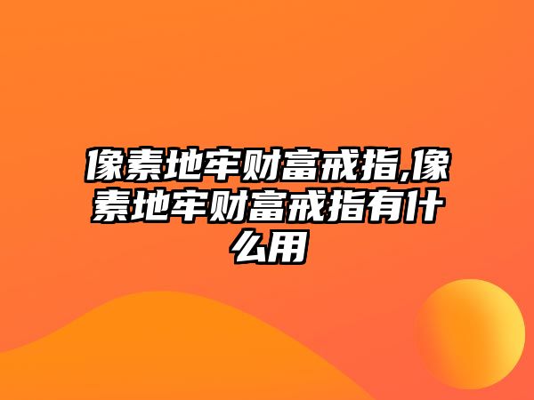 像素地牢財富戒指,像素地牢財富戒指有什么用