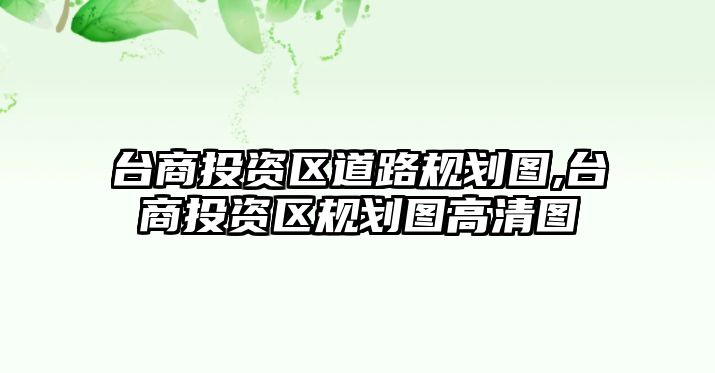 臺商投資區(qū)道路規(guī)劃圖,臺商投資區(qū)規(guī)劃圖高清圖