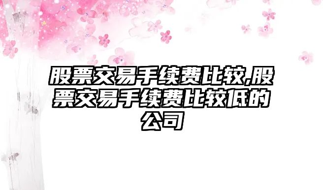 股票交易手續(xù)費比較,股票交易手續(xù)費比較低的公司