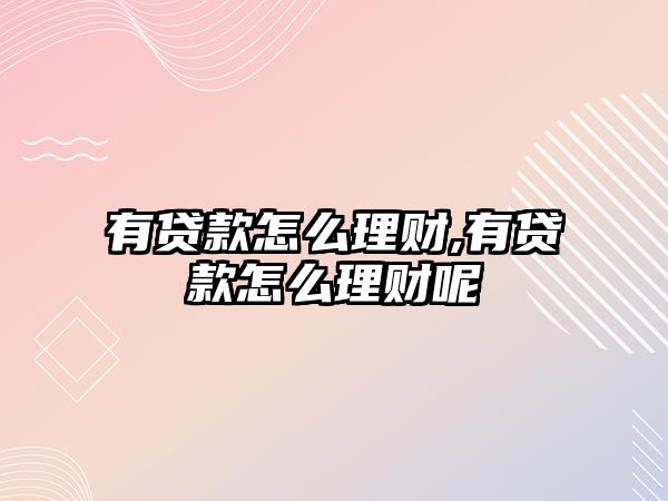 有貸款怎么理財(cái),有貸款怎么理財(cái)呢