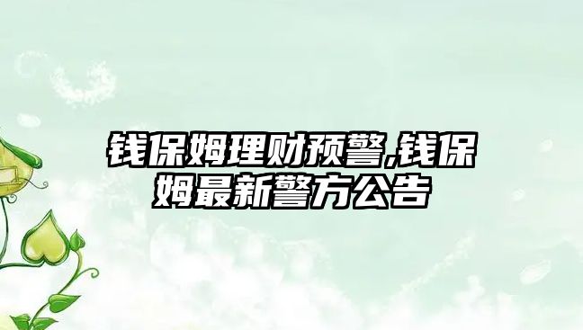 錢保姆理財(cái)預(yù)警,錢保姆最新警方公告