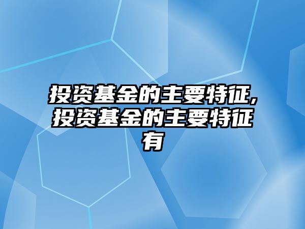 投資基金的主要特征,投資基金的主要特征有