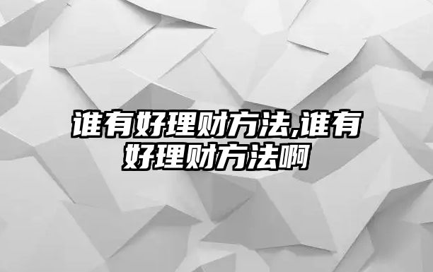 誰有好理財(cái)方法,誰有好理財(cái)方法啊