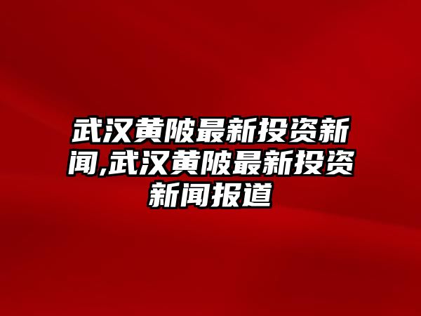 武漢黃陂最新投資新聞,武漢黃陂最新投資新聞報道