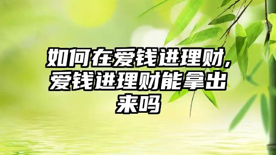 如何在愛錢進理財,愛錢進理財能拿出來嗎