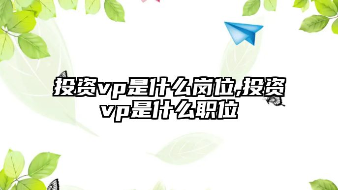 投資vp是什么崗位,投資vp是什么職位