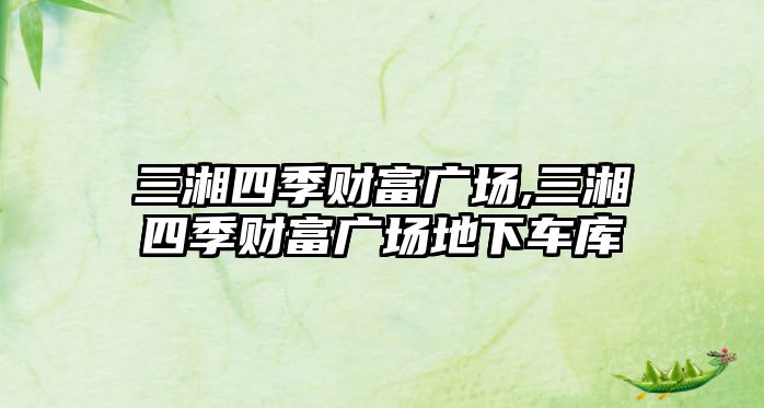 三湘四季財富廣場,三湘四季財富廣場地下車庫