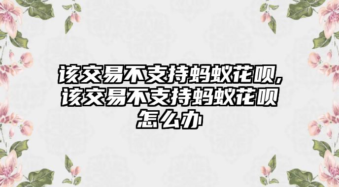 該交易不支持螞蟻花唄,該交易不支持螞蟻花唄怎么辦