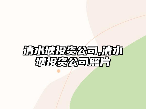 清水塘投資公司,清水塘投資公司照片