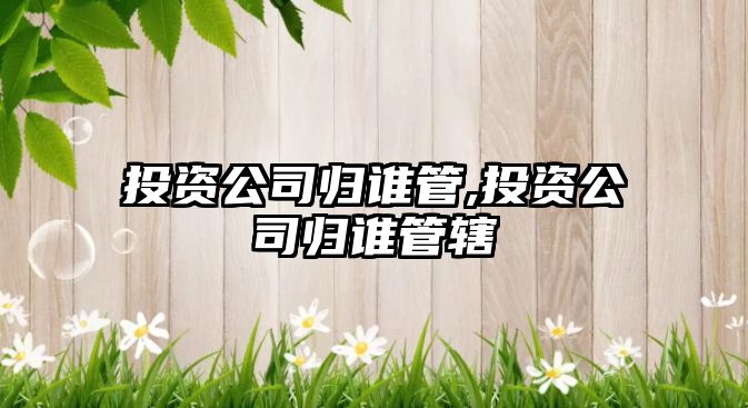 投資公司歸誰管,投資公司歸誰管轄