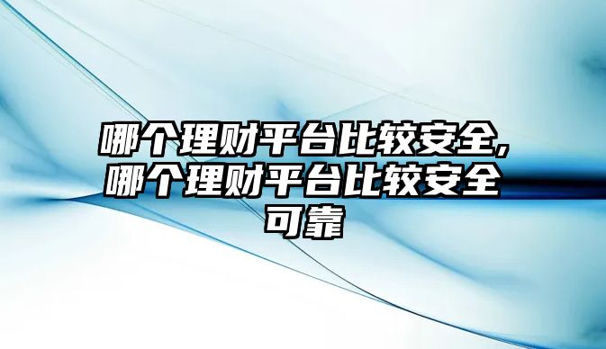 哪個(gè)理財(cái)平臺(tái)比較安全,哪個(gè)理財(cái)平臺(tái)比較安全可靠